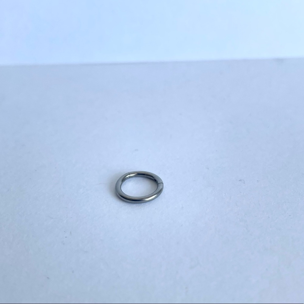 High Polish Titanium Clicker Hoop Ring Earring Piercing - 7mm